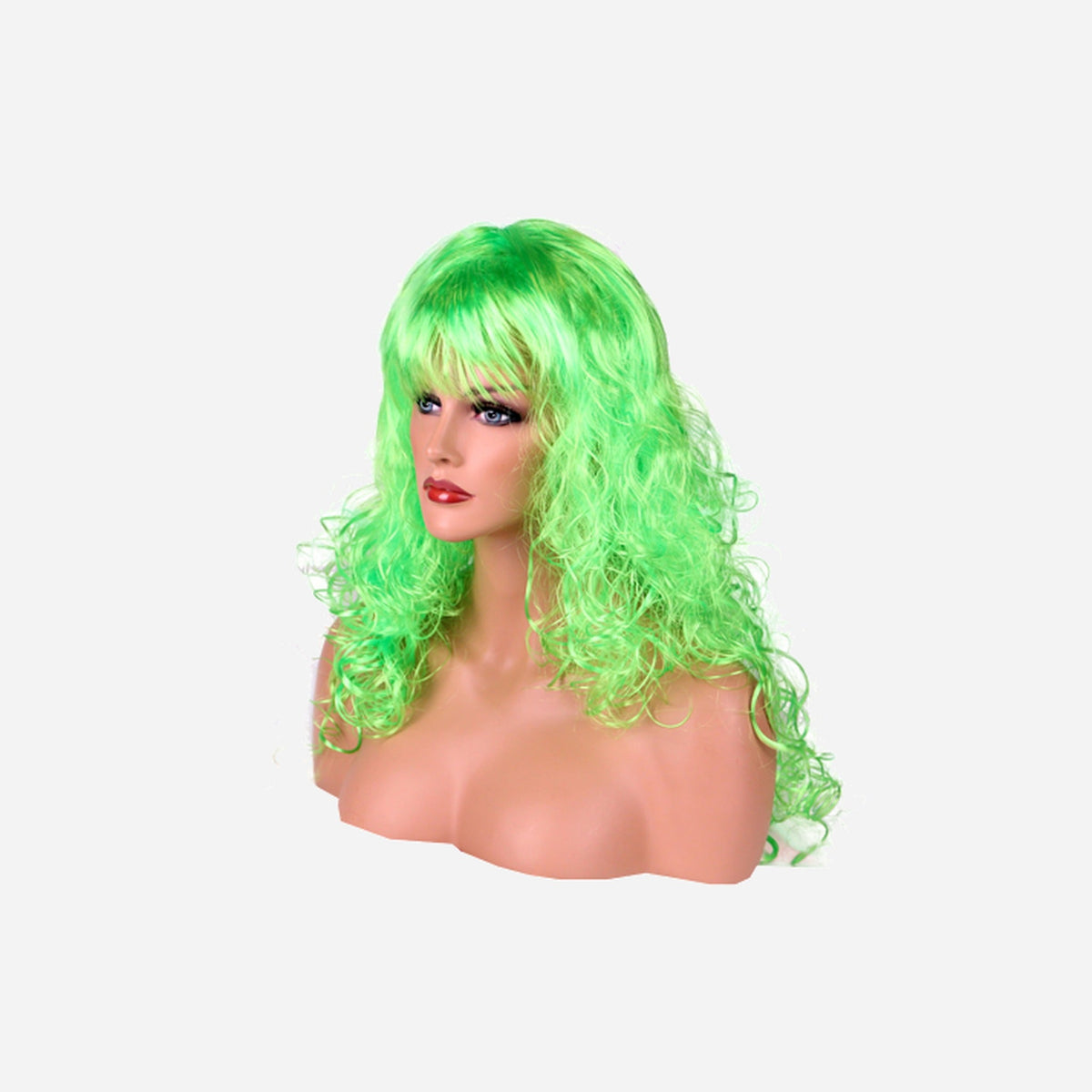 Perruque cheveux longs bouclés vert