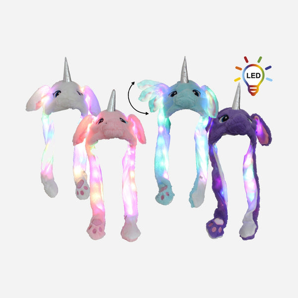 Bonnet lumineux LED's "oreilles qui bougent" Licorne assorti