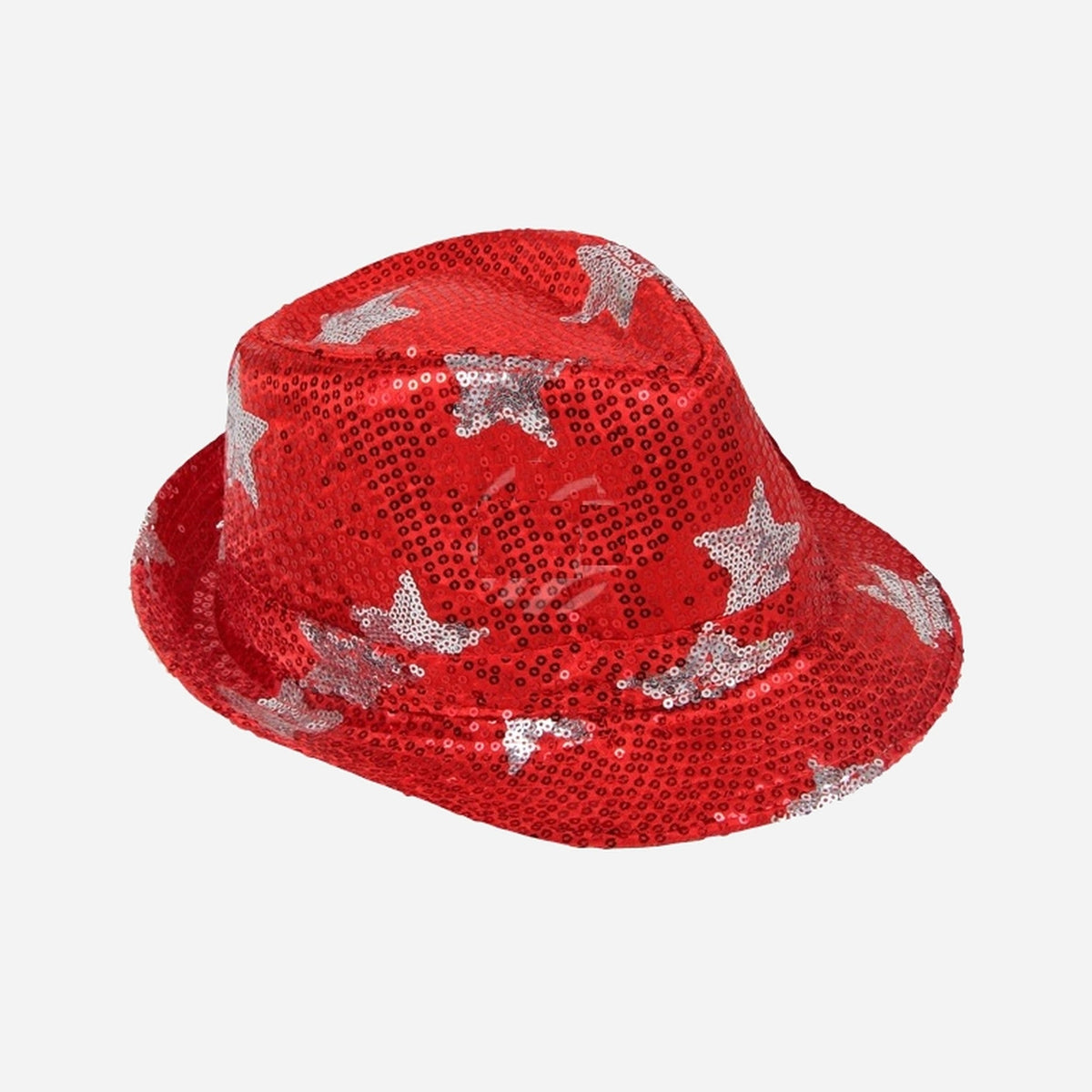 Chapeau trilby à sequins rouge avec étoiles