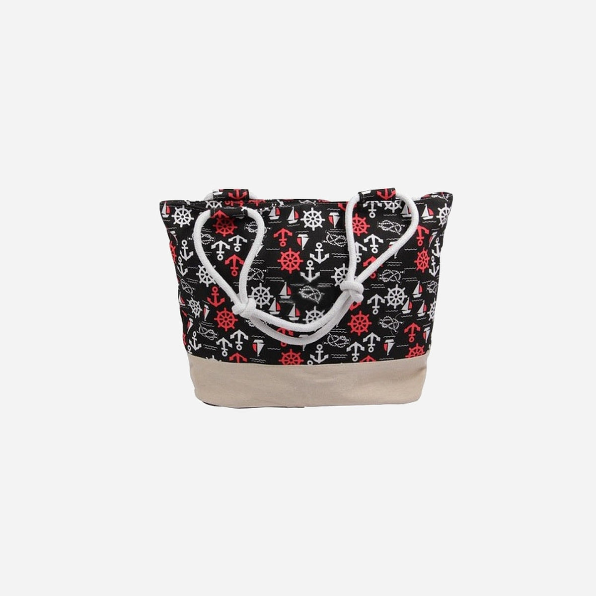 Sac de plage noir avec motifs marins 50 × 35 cm
