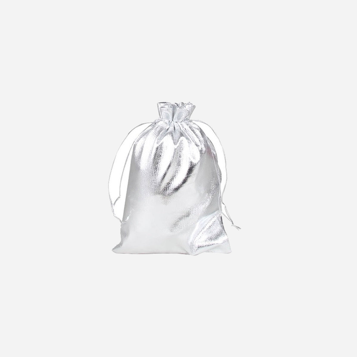 Sac cadeau métallisé avec ruban argent 8.5x6.5 cm