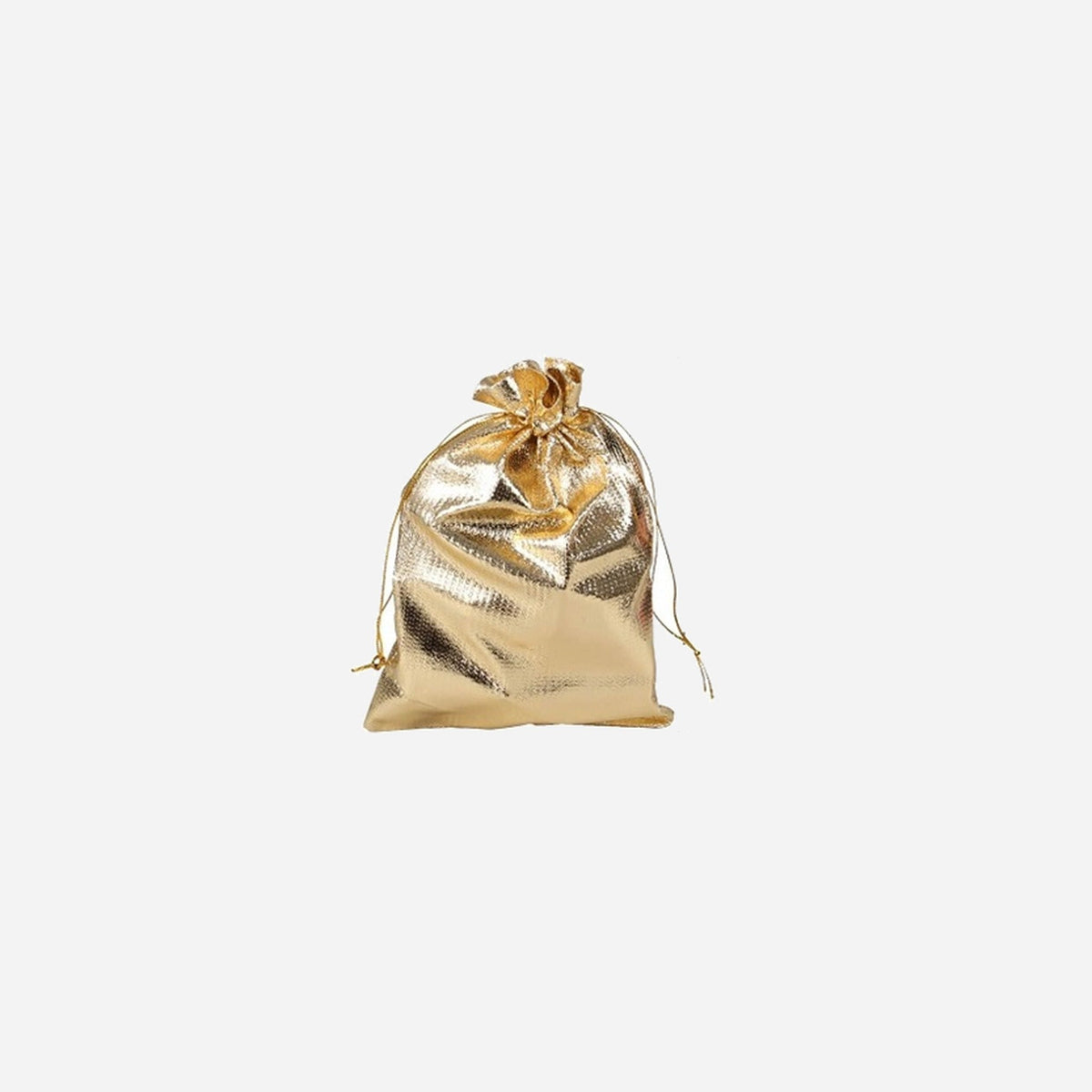 Sac cadeau métallisé avec ruban or 17x12.5 cm