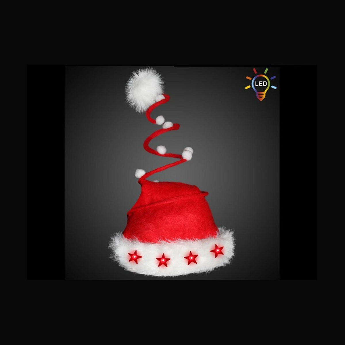 Bonnet de noël spirale et étoiles lumineuses