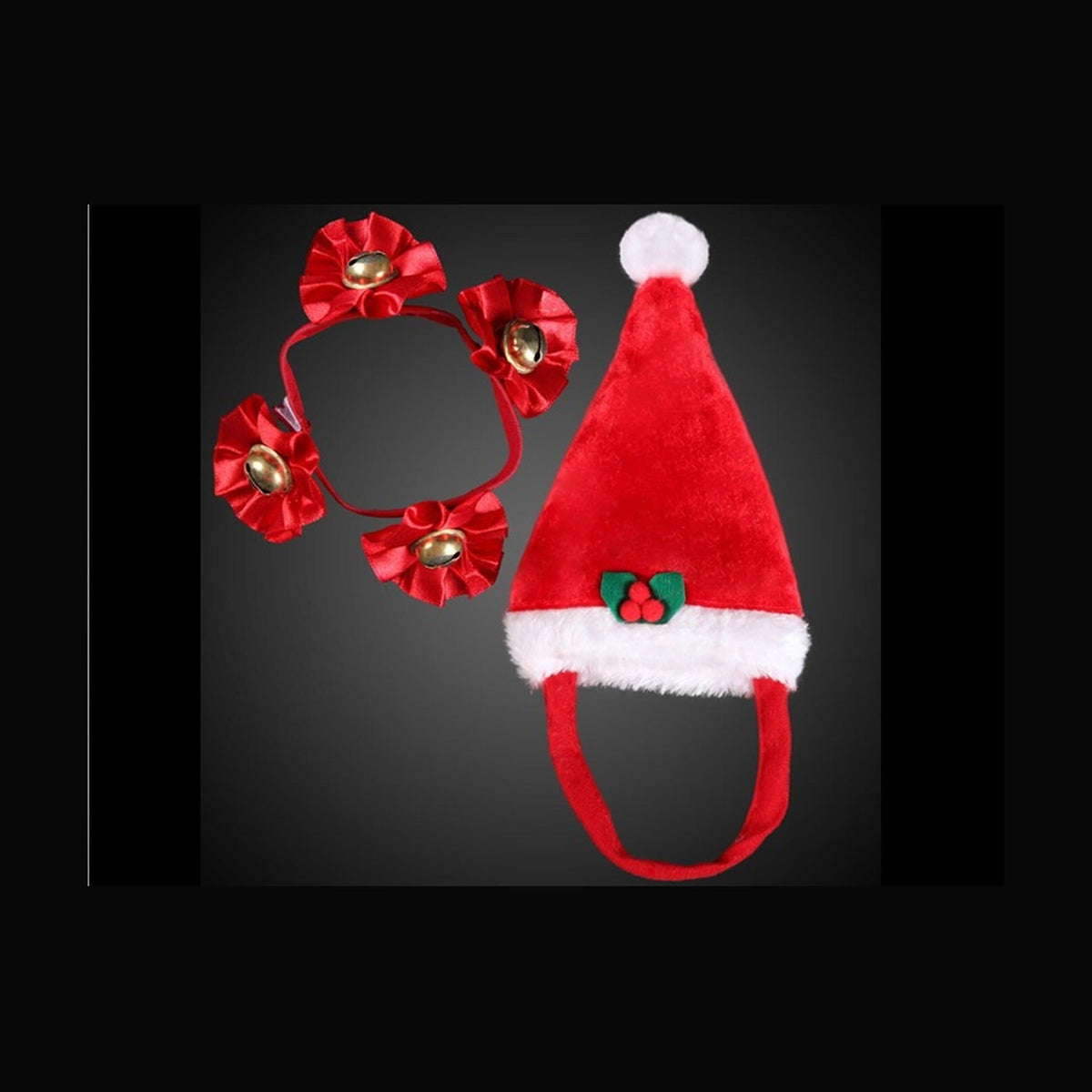 Bonnet de noël pour animaux avec collier grelots