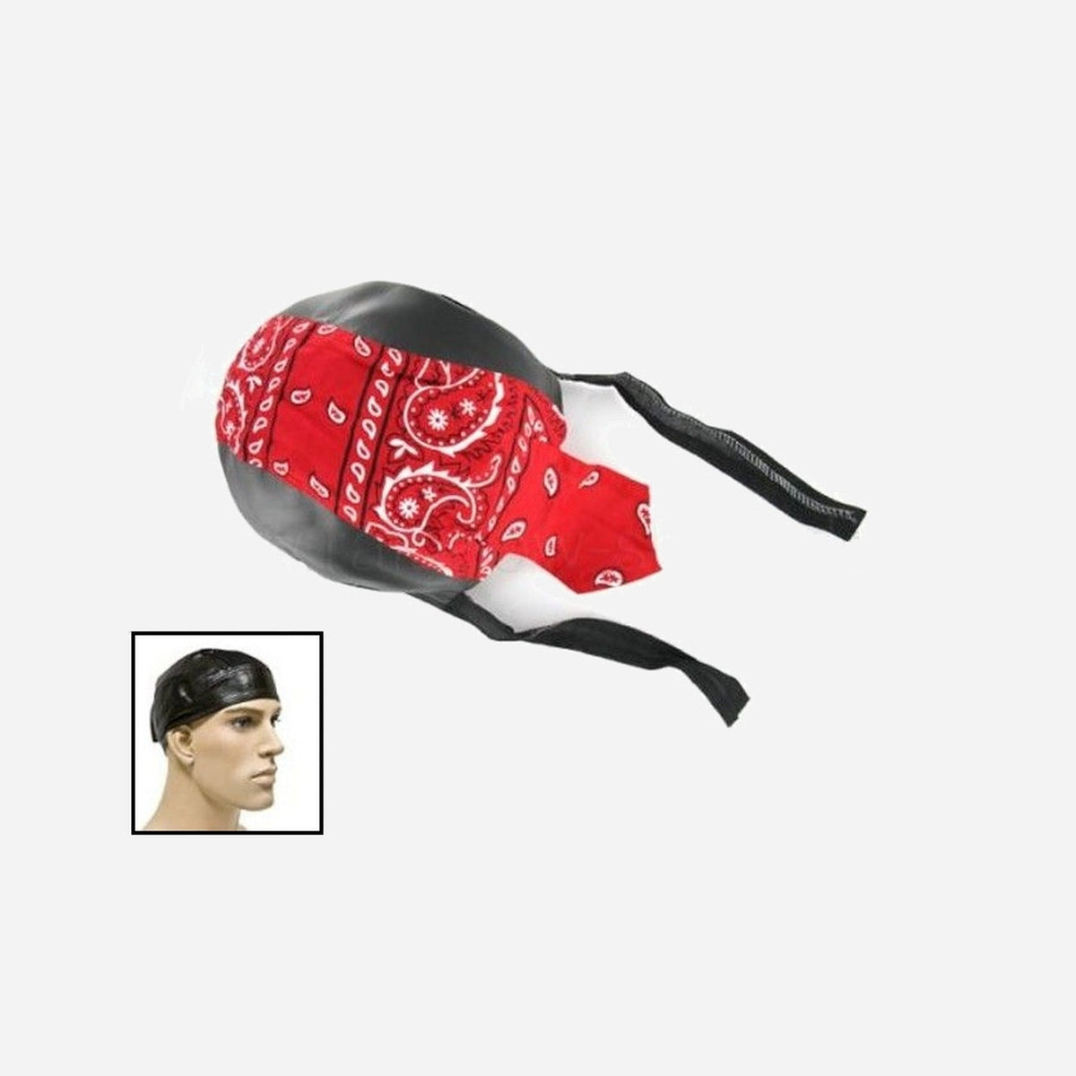 Zandana imitation cuir noir cachemire rouge blanc