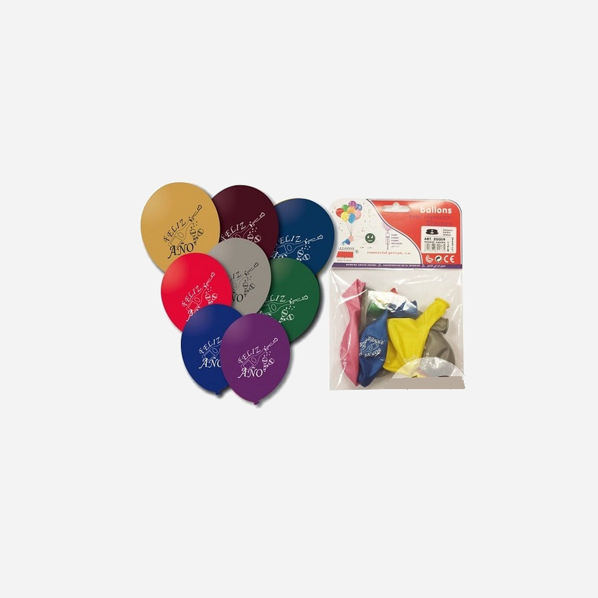 Lot de 8 ballons bonne année