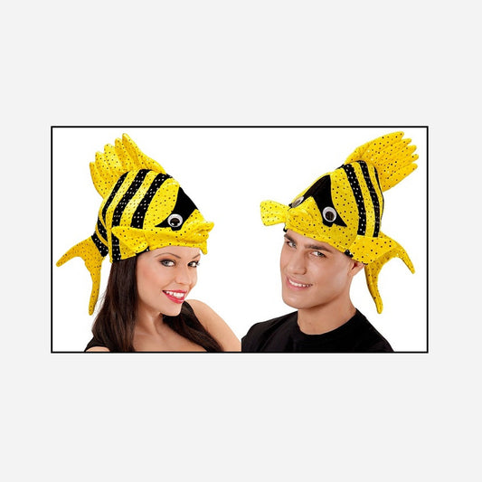 Chapeau gag poisson tropical jaune