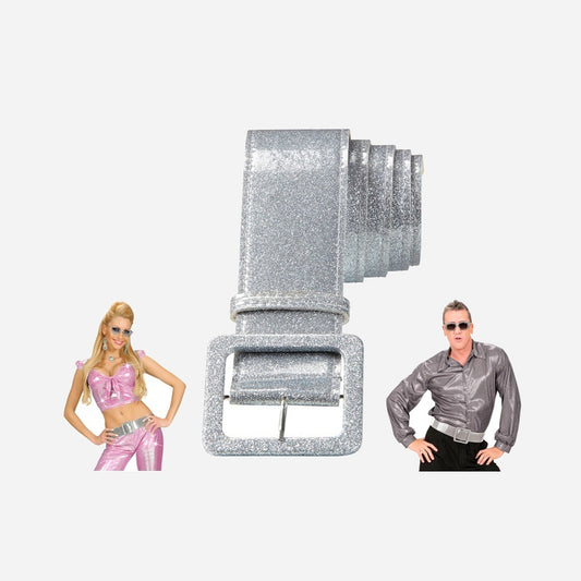Ceinture à paillettes argent luxe 120 cm