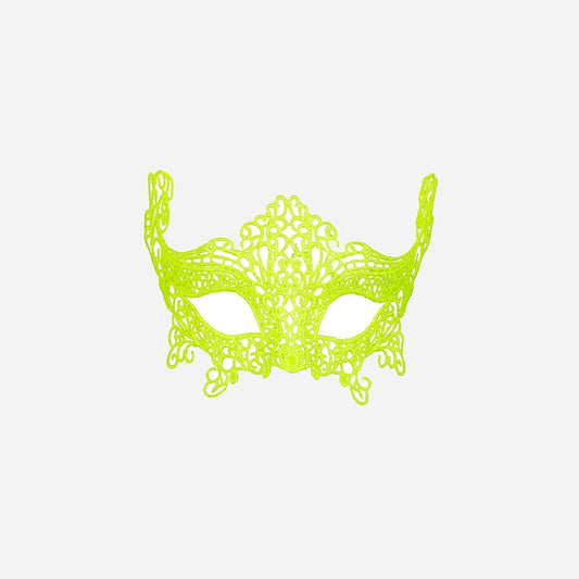 Masque loup neon fluo jaune en dentelle luxe