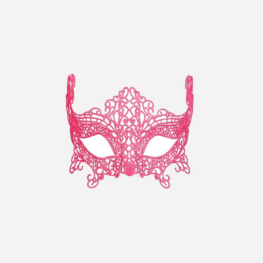 Masque loup neon fluo rose en dentelle luxe