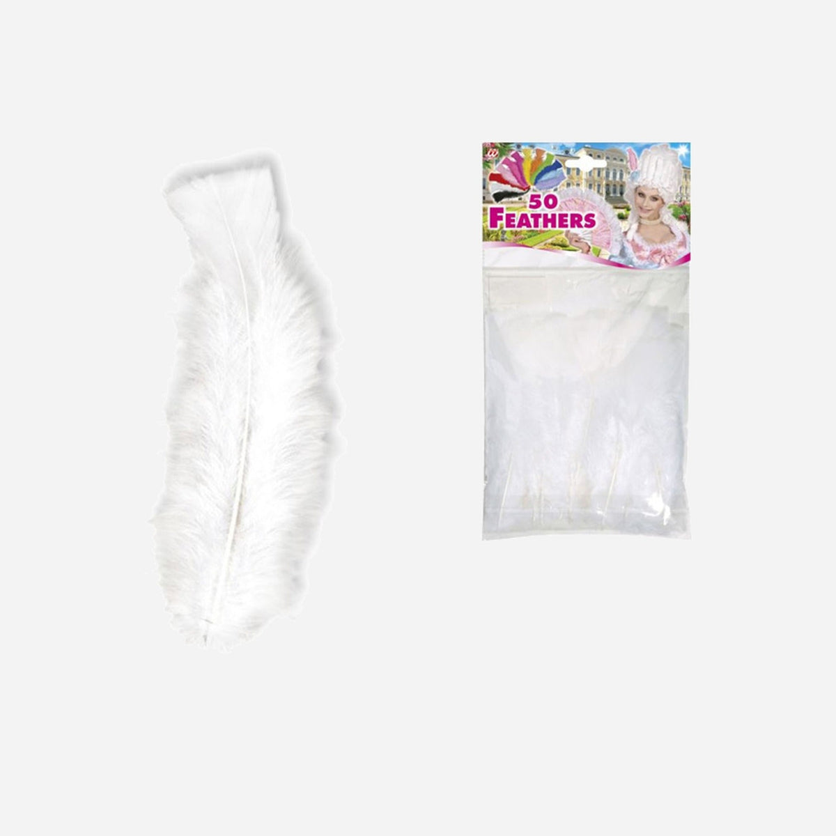 Lot de 50 plumes blanches 10 cm
