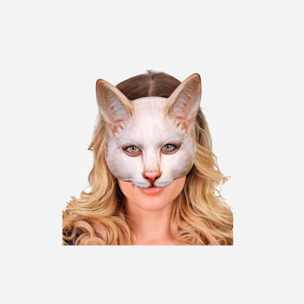 Demi masque en mousse motif chat luxe