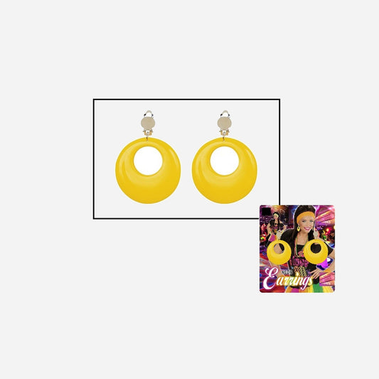 Paire de boucles d'oreilles neon fluo avec clips jaune