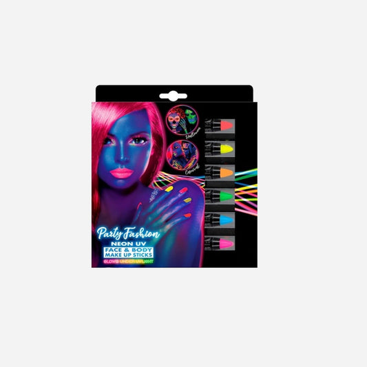 Set de 6 crayons de maquillage néon fluo 21 ml de fête