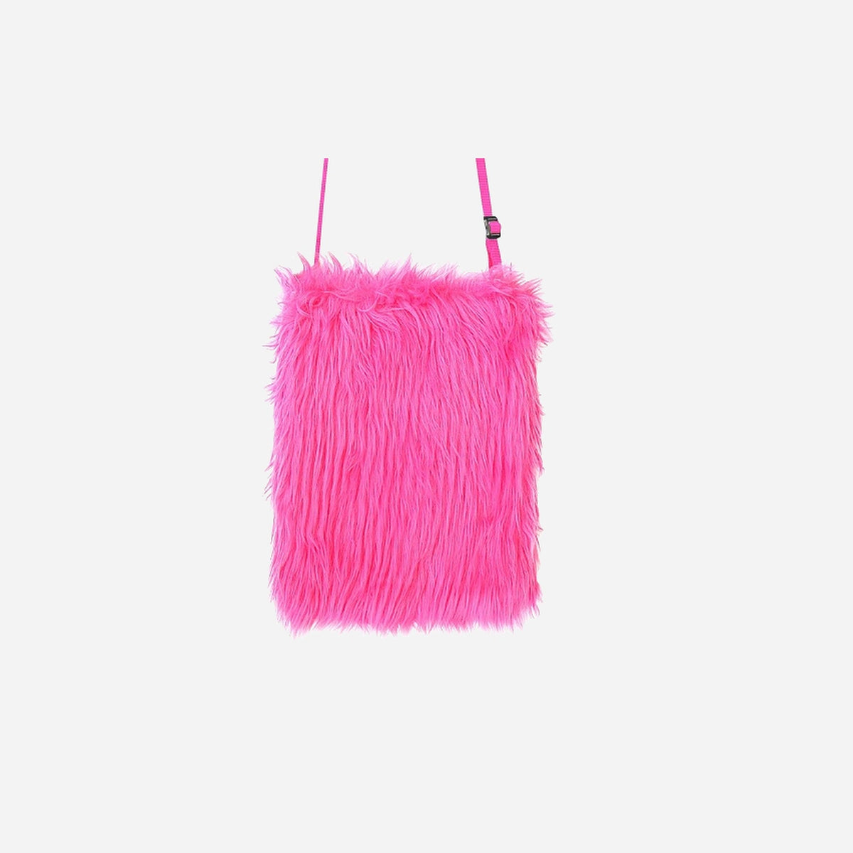 Sac à main peluche rose fluo 26 × 20 cm