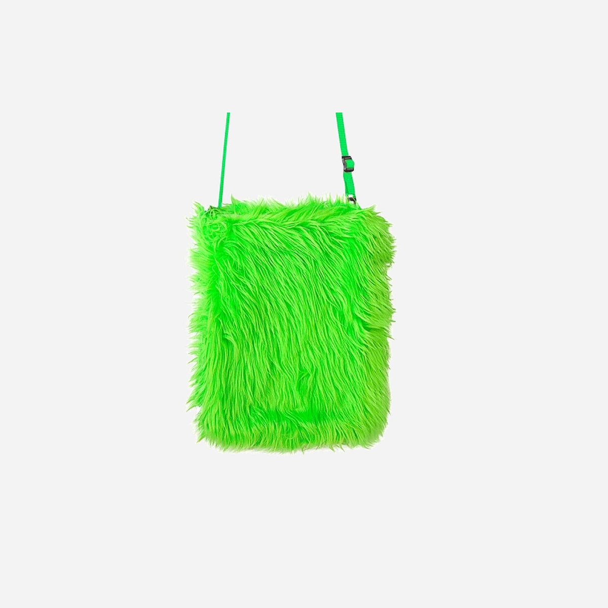 Sac à main peluche vert fluo 26 × 20 cm