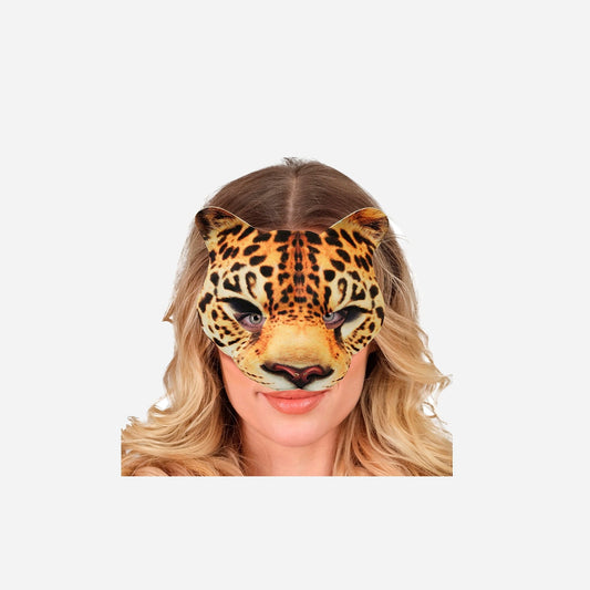 Demi masque en mousse motif leopard luxe