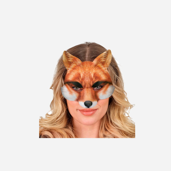 Demi masque en mousse motif renard luxe