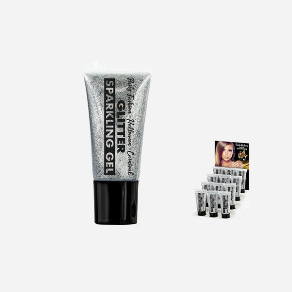 Maquillage crème à l'eau en tube paillettes argent 25 ml de fête