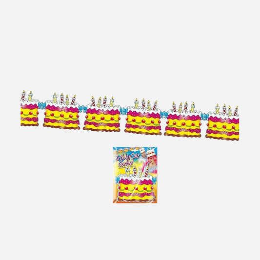 Guirlande motifs Gateaux d'anniversaire multicolores 3 m