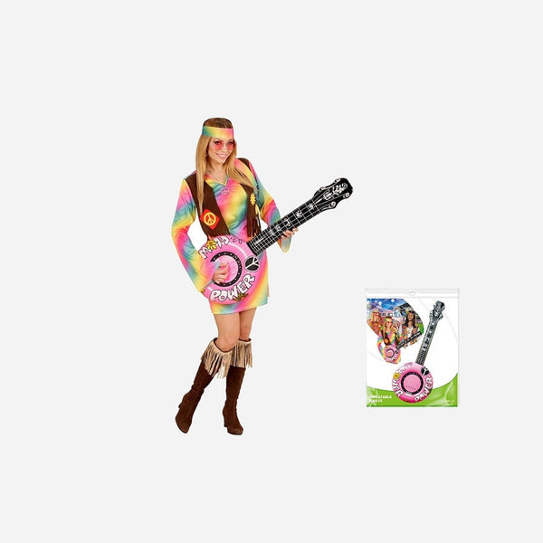 Banjo gonflable rose motifs Flower Power 100 cm