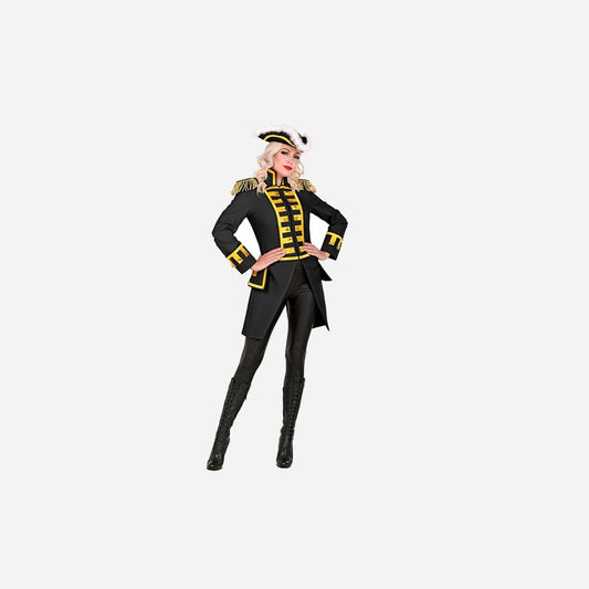Veste noire luxe avec galons or femme