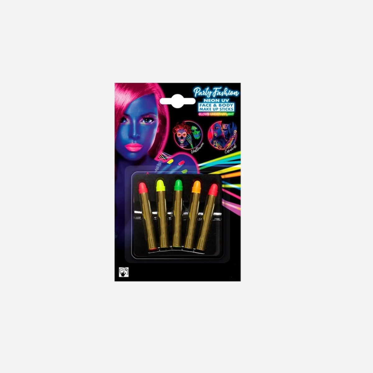 Set de 5 crayons de maquillage néon fluo 15 ml de fête