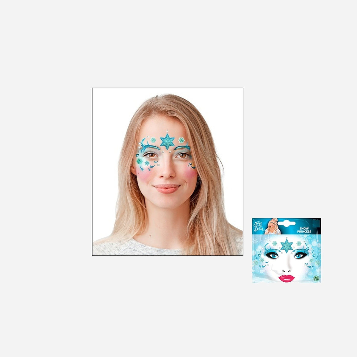 Carte tatouage temporaire motif "princesse" adhésif glitter