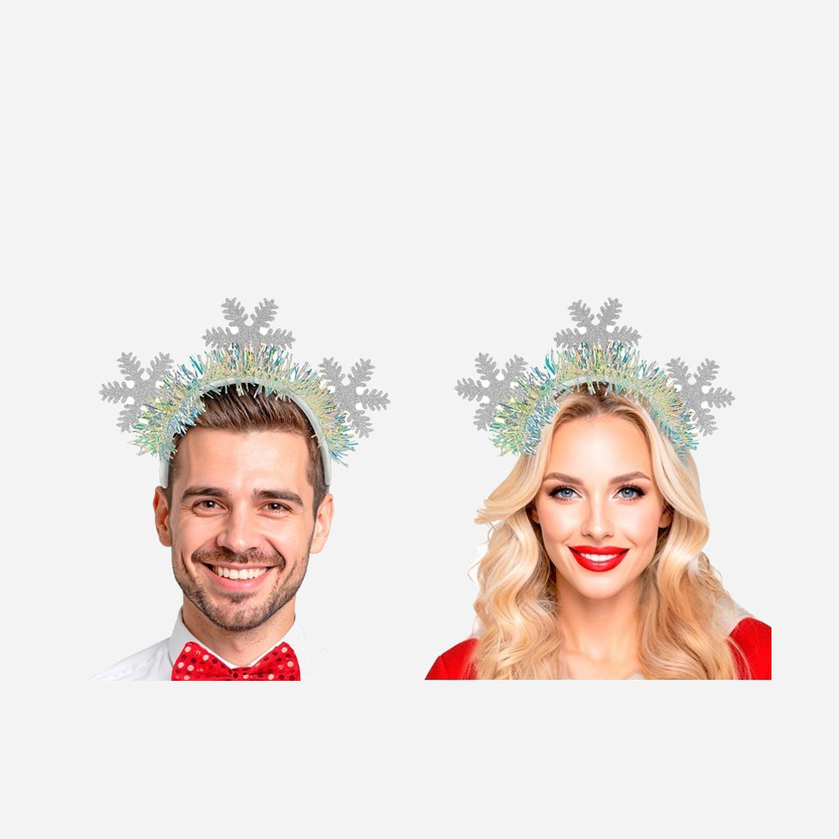 Serre-tête flocons de neige avec paillettes argent