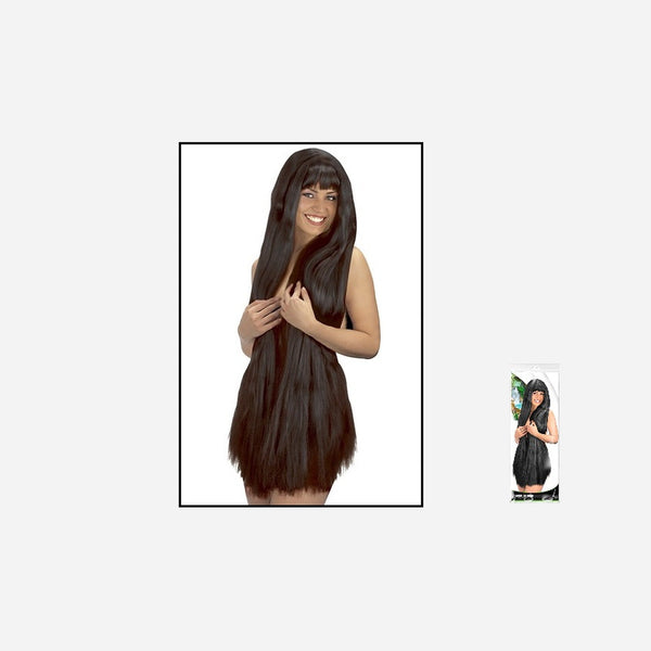 Perruque cheveux extra longs noire 1 m