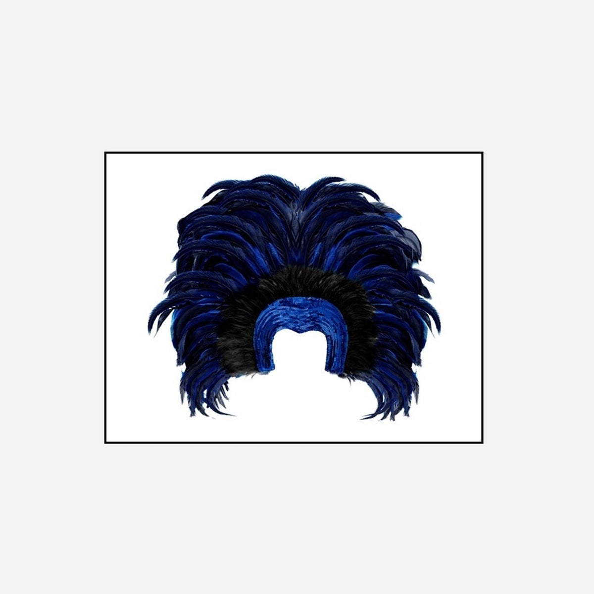 Coiffe tiare carnaval de rio à plumes luxe bleu