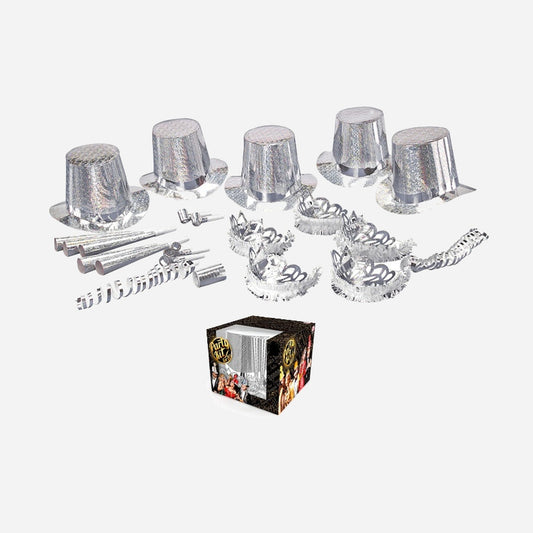 Kit party Las Vegas diamant holographique argent 10 personnes