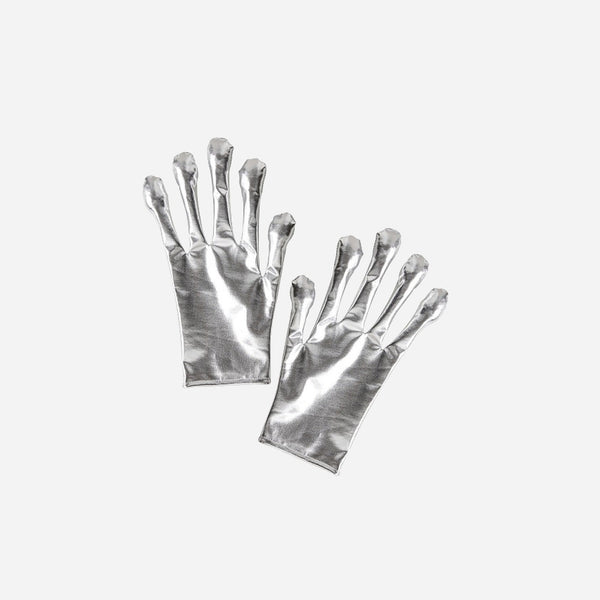 Paire de gants "Extraterrestre" effet argent adulte 25 cm