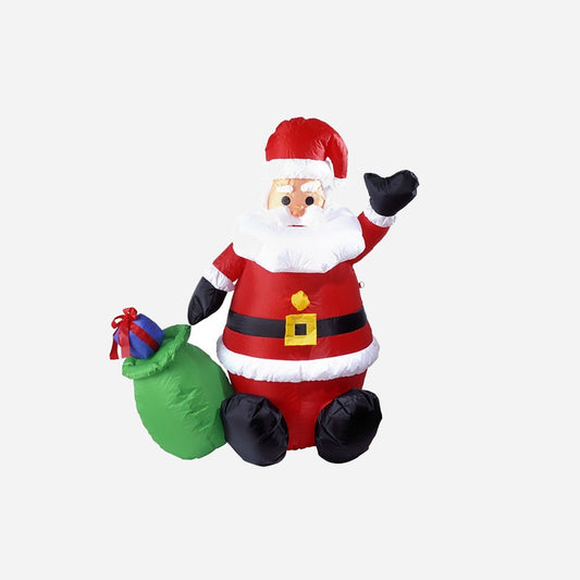 Père Noël gonflable lumineux avec hotte 1m22