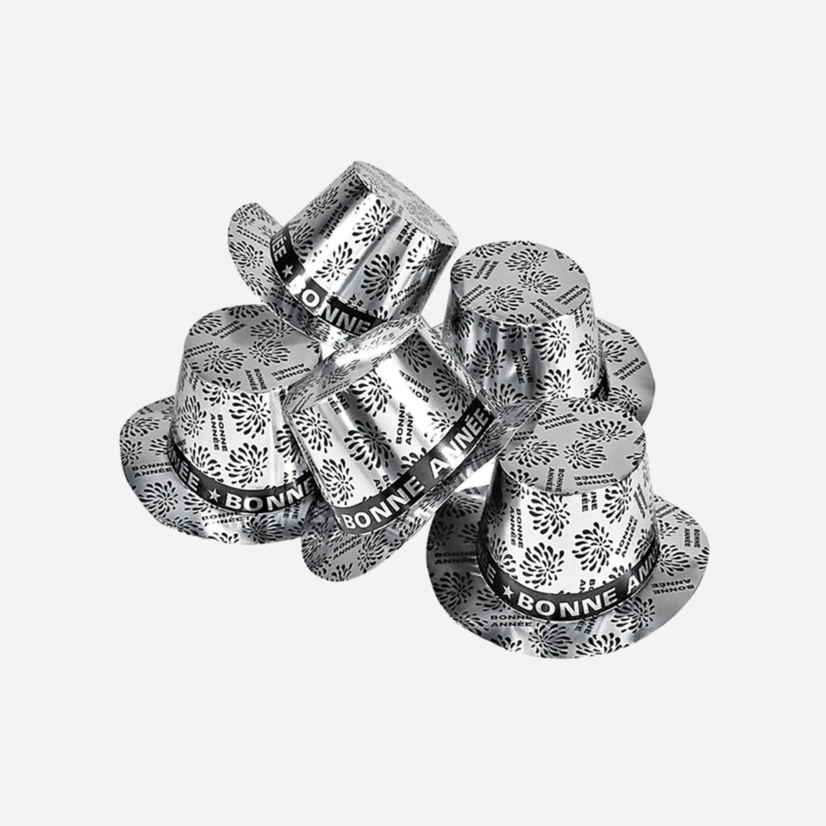 Chapeau haut de forme Bonne Année argent 12 cm