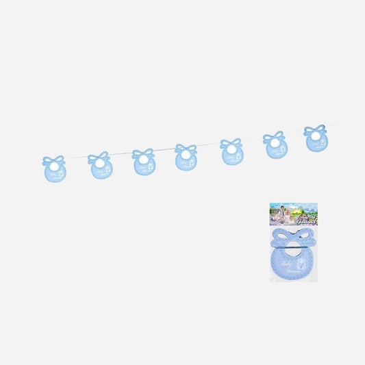 Guirlande layette bleu motif "Baby shower" 2,75 m