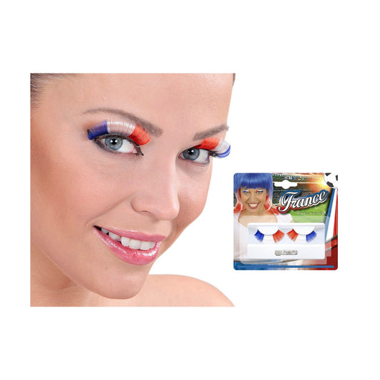 Faux cils bleu blanc rouge france avec tube de colle